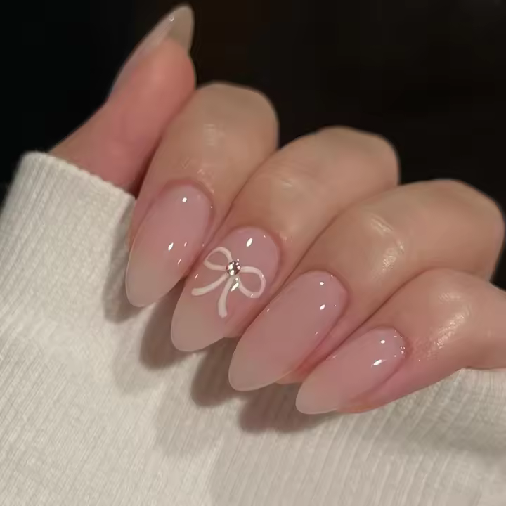 24 uñas postizas Cortas-Uñas postizas Francesas Rosas a presión - Cobertura total - Uñas postizas Blanca - 1