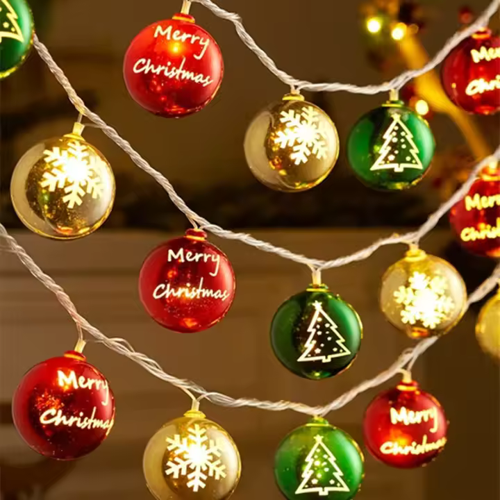 Luces Decorativas De Navidad Cadena De Bolas Y Estrellas Guirnalda Eléctrica Para Árbol De Navidad Decoración De Año Nuevo Para El Hogar - 1