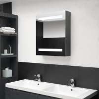 vidaXL Armario de baño con espejo LED blanco brillante 50x14x60 cm en color Blanco brillo/Negro brillo/Gris brillo y más | almacenamiento funcional diseño moderno para baño dormitorio sala - details 3
