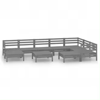 VIDAXL 3083031 conjunto de muebles de exterior de 10 piezas modulares de madera de pino gris - 1