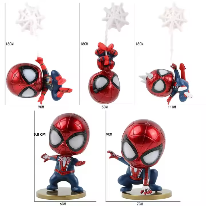 Set De 5 Figuras De Acción Avengers Kawaii Spider Man Q Ver. PVC Magnéticas Para Refrigerador Decoración De Coche Juguetes Para Niños Y Coleccionistas - 1