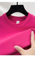 Camiseta De Algodón 100% Para Hombre Manga Corta Cuello Redondo Casual De Verano Tallas Grandes Color Sólido Transpirable Top Para Mujer - details 25