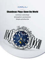Reloj De Pulsera De Lujo Para Hombres CRRJU Grande Dial En Acero Inoxidable Impermeable Cronógrafo Con Fecha Relogio Masculino - details 1