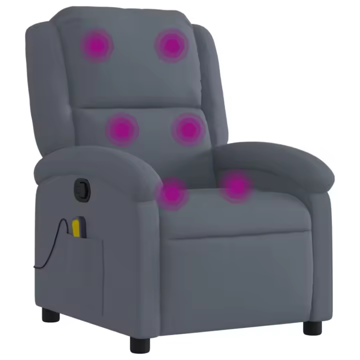 vidaXL Sillón de masaje reclinable de terciopelo gris oscuro - 1