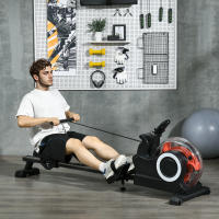 SPORTNOW Máquina de Remo con 6 Niveles de Resistencia al Agua Máquina de Remo para Casa Plegable con Pantalla LCD Ruedas Máquina de Remar para Entrenaminto en Gimnasio Negro - details 1