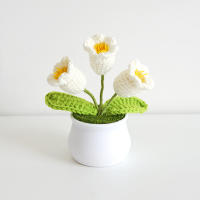 Ramo Tejido a Mano De Valeriana En Maceta Decoración Floral Artificial Para Regalo Casa Y Escritorio Estilo De Flores Bonzai Material COTON - details 1