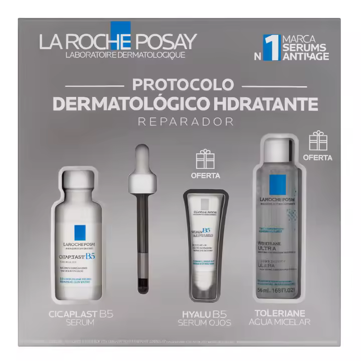 Pack de Cuidado Facial La Roche-Posay: Cicaplast B5 Sérum 30 ml, Hyalu B5 Sérum Ojos 5 ml y Agua Micelar 50 ml para Piel Sensible - 1