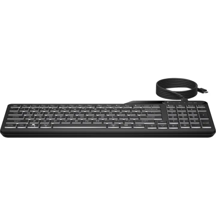 HP - Teclado con cable retroiluminado multidispositivo 405 7N7C1AA - 1