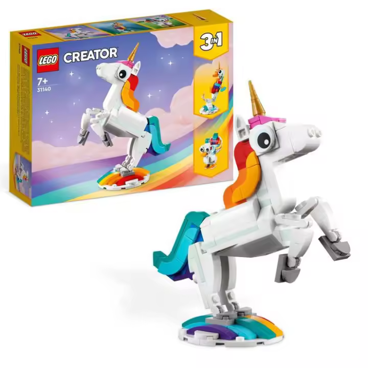 LEGO : Unicornio Mágico - Creator 3 en1 -  Juguete de Construcción - Caballito de Mar o Pavo Real - Figuras de Animales Fantásticos -  Regalo Original - Edad recomendada mayores de 7 años - 1