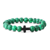 Pulsera De Rosario Para Hombres Y Mujeres Con Piedras Naturales Y Madera Hematita Onix Joyería De Yoga Meditación Pulsera Cruz - details 8