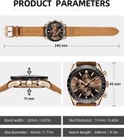 Relojes para Hombre Analógico Movimiento Cuarzo Cronógrafo Impermeable Bright Fashion Casual Reloj de Pulsera Correa de Cuero Elegant Gift para Hombre - details 4