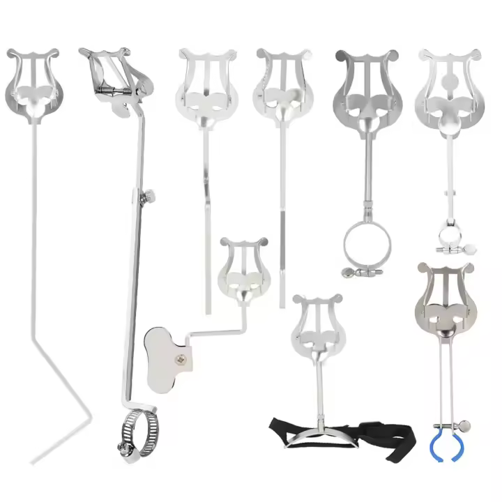 Soporte De Música Portátil Para Clarinete Trompeta Flauta Saxofón Y Otros Instrumentos De Viento Accesorio Para Principiantes Color Plata Material Metálico - 1