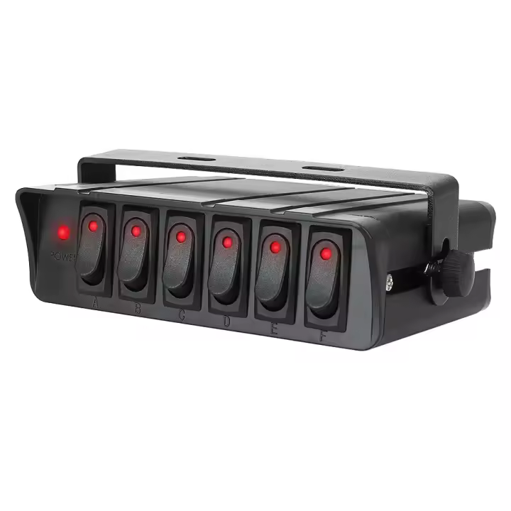 Panel De Interruptores Con 30A Fusible Y 6 Botones Para Coche Barco Remolque Caravana Indicador De Cuchilla Accesorios De Luces Toggle Para Camión - 1