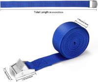 Correa de amarre, paquete de 6, 2,5 cm x 2,5 m, con Correa de sujeción con correa de Ajuste, Correa de amarre para portabicicletas de motorteta, Correa de amarre extremadamente resistente, Azul, carga de hasta 250 kg - details 0