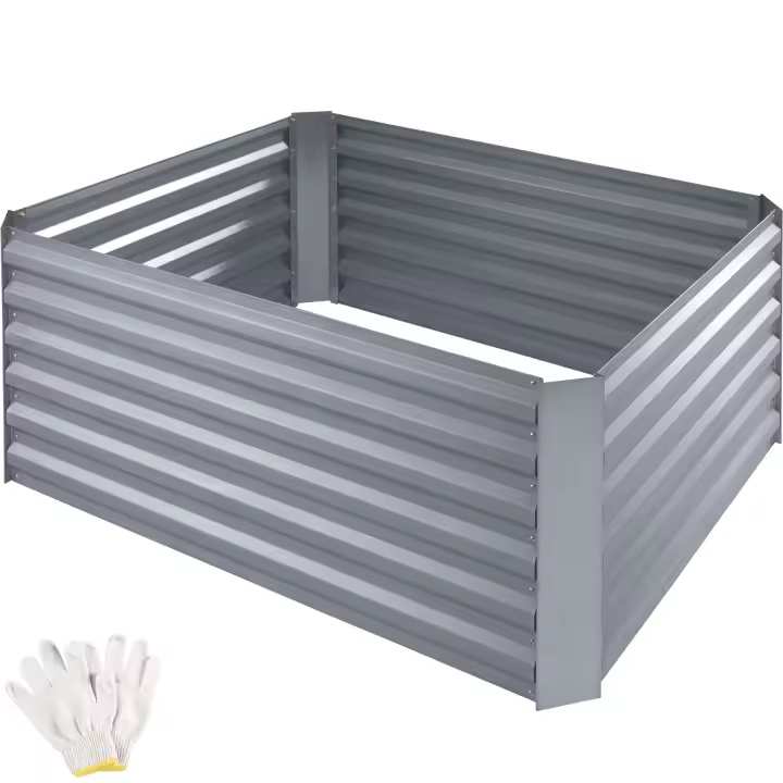 Tectake - Arriate de altura SALVIA 600 litros acero galvanizado 120 x 90 x 57 cm  Arriate rectangular sin base  Huerto en altura para mayor comodidad  Ideal para el cultivo de hierbas medicinales, verduras, frutas o flores - 1