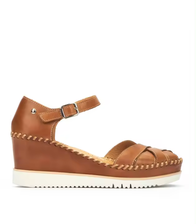 SANDALIAS CONFORT DE CUÑA EN PIEL BRANDY PIKOLINOS AGUADULCE W3Z-1840 - 1