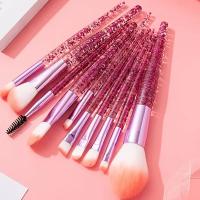 Juego De 10 Brochas De Maquillaje Elegantes Con Mango De Brillo Profesionales Para Fijar Carne Delinear Delineador De Ojos Brillo De Chequeos Y Labios - details 2