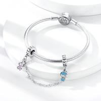 Nueva Cadena De Seguridad Platinada En Plata Con Encantos De Gato Rosa Luna Y Estrella De Silicona Para Pulseras Y Collares DIY Colorido - details 34