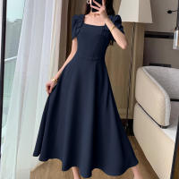 Vestido Elegante De Noche ZANZEA Para Mujer Vintage Con Cuello Cuadrado Y Lazo Vestido Largo De Verano Con Manga Puff Silueta Ajustada Y Flared - details 4