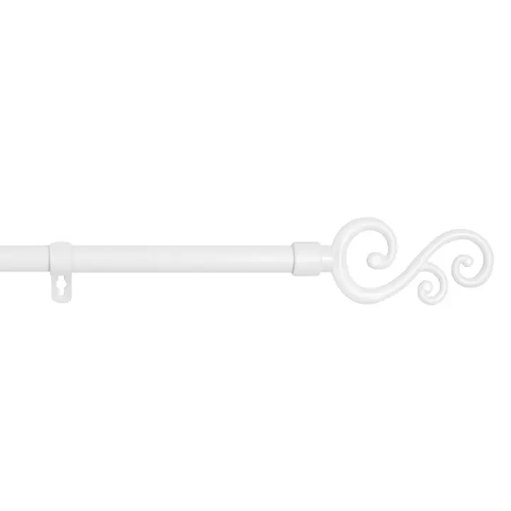 Barra de Forja Cortinas Extensible, Universal, Palo Delgado, Barras de Cortinas Decorativas, Barra Extensible de Metal con 2 Terminales, Soportes y Tornillos - Forma S - 1