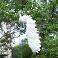Peacock Simulación Blanca Adorno De Árbol De Navidad Atractivo Decoración Para El Hogar Pendiente De Pluma Real - details 5