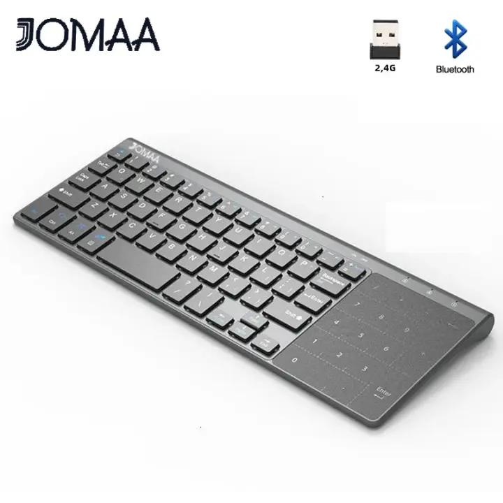Teclado Inalámbrico Mini 2.4G + Bluetooth Con Touchpad Numérico Para Notebook PC Smart TV 59 Teclas Teclado Inalámbrico Portátil - 1