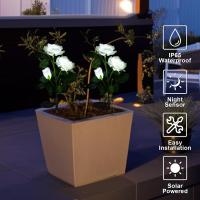 Lámpara Solar Exterior Impermeable Con 3 Cabezas De Flores Iluminadas Luz De Rosas Para Decoración De Jardín Y Patio De La Casa - details 3