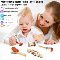 5 piezas Montessori de Juguetes with Sonido para niños Pequeños con maracas, Campana de mano, sonajero de Tambor, Trompeta, castañuela, instrument musical - details 1