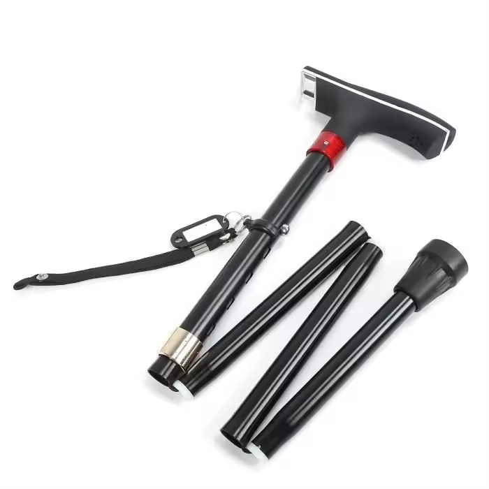 Bastón Akozon ajustable y plegable para personas mayores, bastón para caminar de pie con alarma de luz - 1