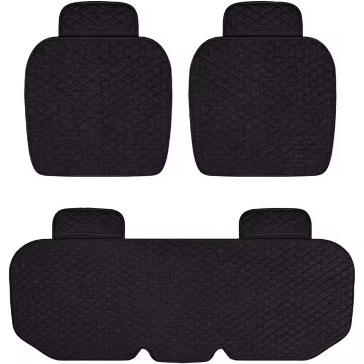 Juego de 3 cojines para asiento de coche, cojines antideslizantes y transpirables, protectores de asiento de coche para todos los coches, color negro - 1
