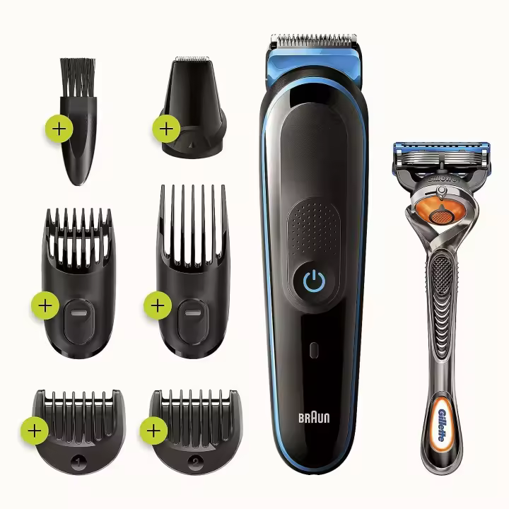 Braun BT3245 Máquina de Afeitar, Cortapelos Hombre para Cara y Pelo, Máquinilla Gillette, 7 en 1, 5 Accesorios 3000 - 1
