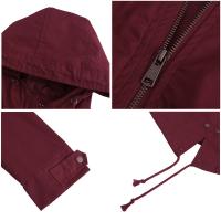 Abrigo De Trench De Algodón Para Mujer plus Talla Con Capucha Estilo Casual Cierre De Cremallera Manga Larga Color Sólido Para Otoño E Invierno - details 3
