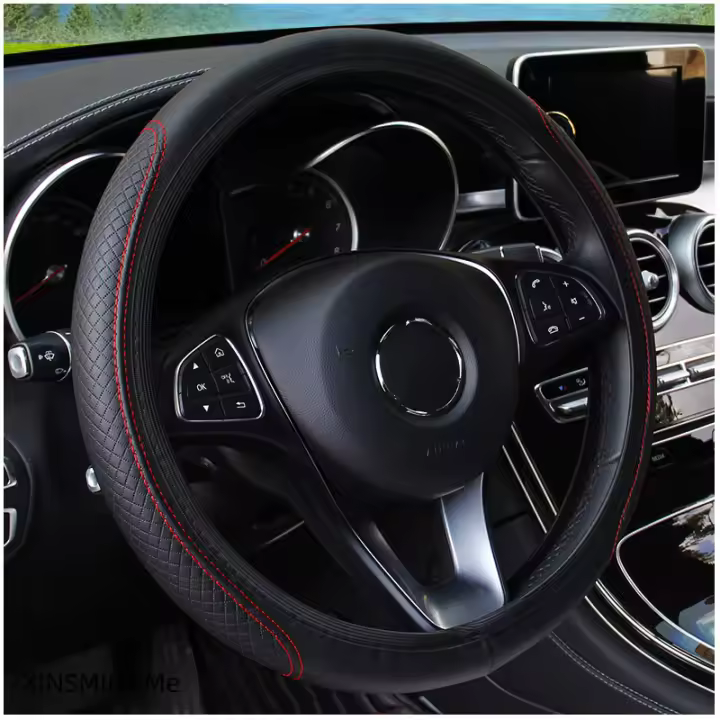 Cubierta De Volante Universal Para Coche 37/38cm No Eslipante De Cuero PU Embossado Accesorio Para Automóviles - 1