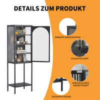 Gabinete Estantería Metal with Puerta de Vidrio Temperado | 5 Grados + 3 Estantes Ajustables | Estructura Robusta para Cocina, Comedor, Sala y Baño | Dimensiones 160x50x35 cm - details 1