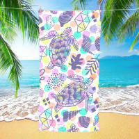 Toalla De Playa De Microfibra Morada Con Patrón De Tortuga Suave Absorbente Y Secado Rápido Para Natación Camping Y Baño - details 3
