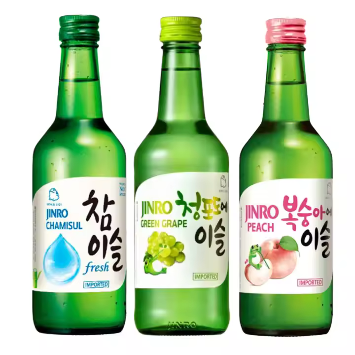 Soju Jinro - Green Grape, Chamisul, Peach - 350ml - Pack 3 unidades - 1