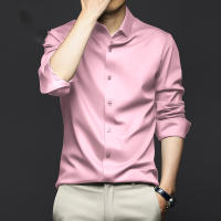 Camisa Larga Para Hombre Color Sólido Suave Y Elegante Ajustada Con Diseño De Muslo Top De Fiesta No Hierro Estirado Para Negocios - details 5