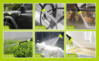 Arandela de coche de alta presión sin escobillas, pistola de agua pulverizada 6 en 1, boquillas multifunción, lavado de coche inalámbrico de espuma, 1200W, 120bar - details 2