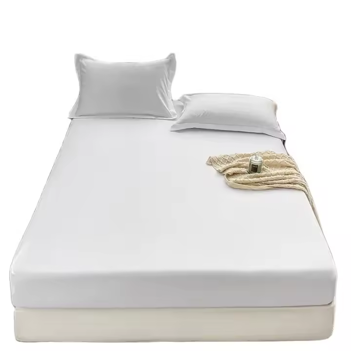 Sábana Adaptada Con Banda Elástica Color Sólido Antideslizante Ajustable Fundas Para Cama Individual Doble Reina Rey Material Poliéster 100% Tejido 40 Hilo Count 400TC - 1