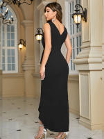 Vestido Elegante De Noche Para Mujer Bodycon Con Volantes Y Abertura Mermaid Vestido Largo Para Cóctel Y Boda Traje De Baño Sexy Y Club - details 8