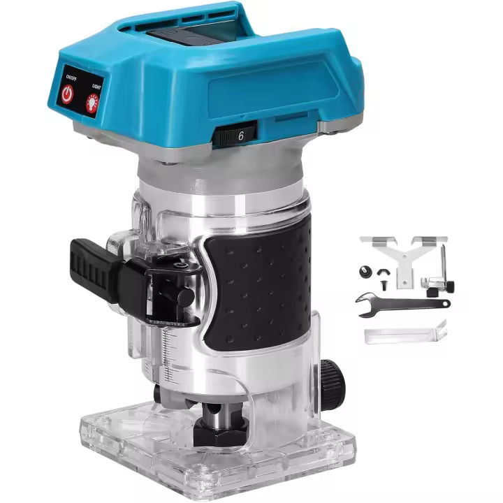 18000RPM Recortadora eléctrica para carpintería, 600W máquina de recorte sin escobillas, enrutador de madera, fresadora, grabado, ranuradora para batería Makita de 18V - 1