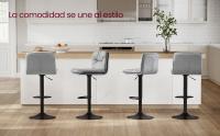 VASAGLE Juego de 2 Taburetes de Bar, Taburetes Altos de Bar Regulables en Altura, con Funda de PU, Giratorios 360°, Sillas de Cocina con Respaldo y Reposapiés, Gris - details 0
