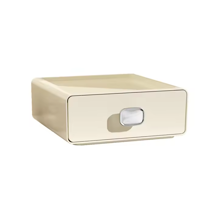 Caja de almacenamiento de cosméticos, Organizador de maquillaje duradero que ahorra espacio para la encimera (Blanco cream) - 1
