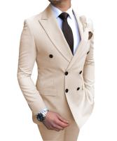 Traje De Negocios Para Hombre 2 Piezas Ajustado Popular Para Fiestas Y Bodas Material De Algodón Y Poliéster Estilo Casual - details 2