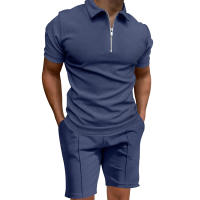 Camisa Polo Para Hombre Verano 2024 Conjunto De Color Sólido Con Cuello En V Manga Corta Ajustada Estilo Casual - details 6