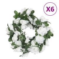 vidaXL Guirnaldas de flores de Navidad 6 uds 240 cm en color Blanco/Amarillo y verde/Rosa y más - details 0