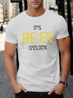 Camiseta De Verano Para Hombres Con Impresión De Tiempo Para Beber Camiseta Casual De Manga Corta Cómoda Duradera Y Fácil De Limpiar Estilo Crew Neck - details 7