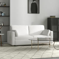 HOMCOM Sofá de 3 Plazas Sofá de Salón Tapizado en Poliéster con 2 Cojines Acolchado Sofá de Diseño para Dormitorio 178x82x85 cm Crema - details 1