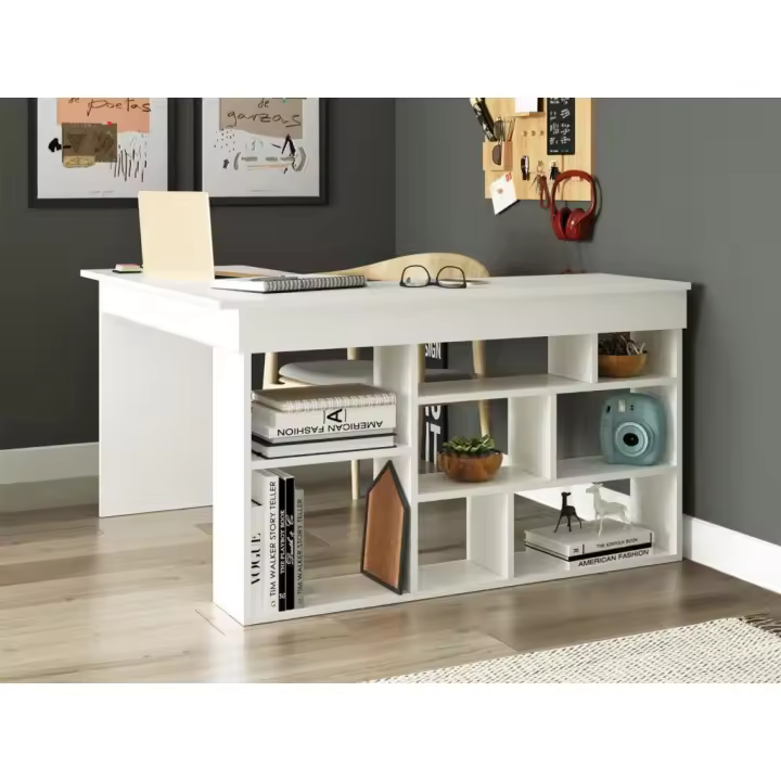 Vente-unique - Escritorio rinconera con compartimentos - Color: blanco - LILEUL - 1