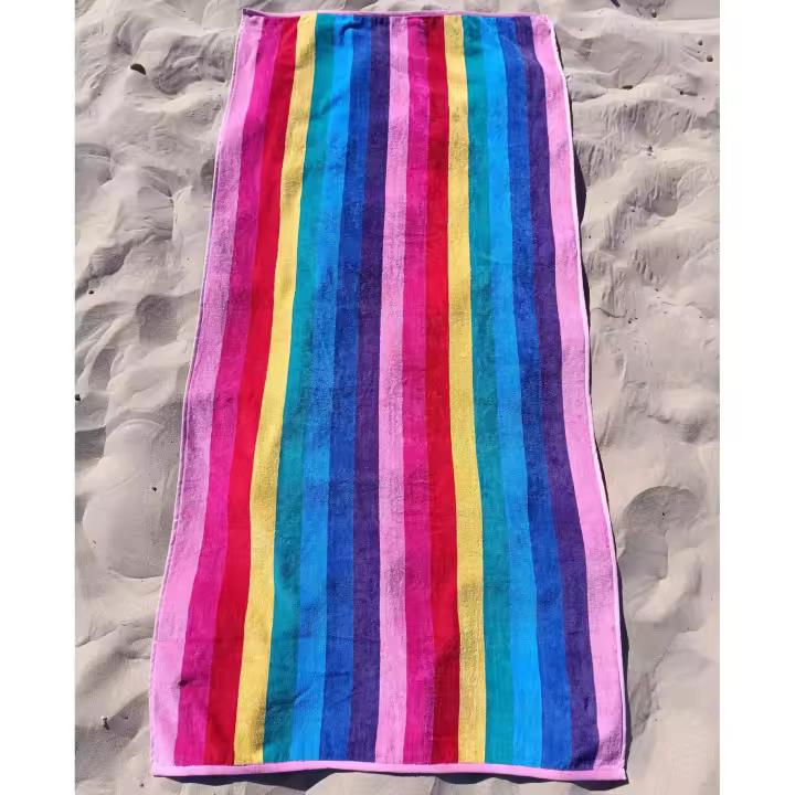 DHESTIA HOME Toalla de Playa Grande Algodón Egipcio Terciopelo 90x190 Cm Arcoiris Rainbow Colorful - 1